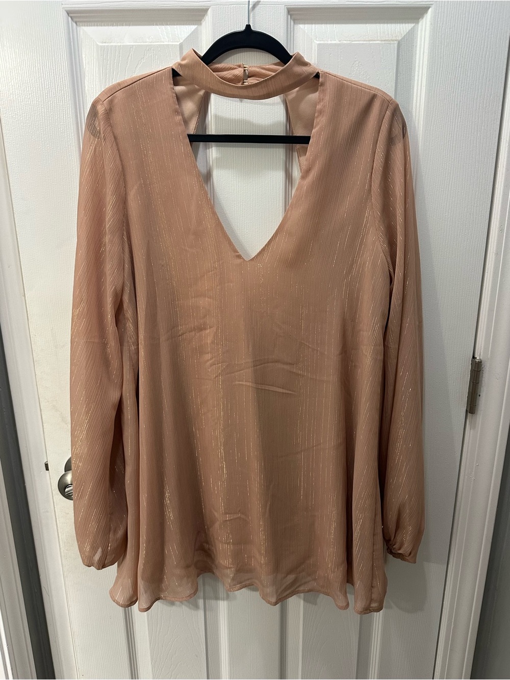 Show Me Your MuMu Blush Nude V-Neck Choker dress
